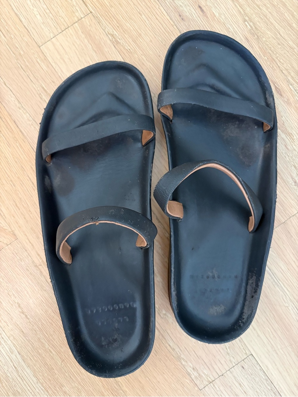 Lauren manoogian grey leather slides with double strap